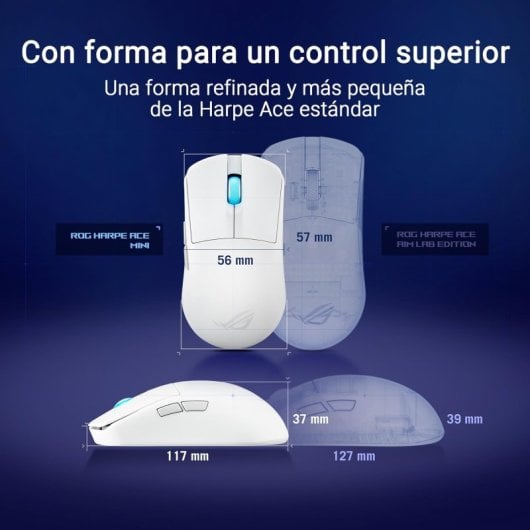 ASUS ROG Harpe Ace Mini Mouse da gioco Ambidestro RF Wireless + Bluetooth + USB Type-C Ottico 42000 DPI