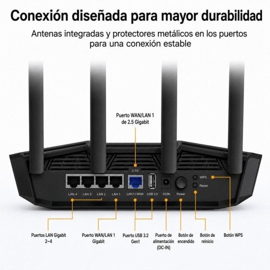 ASUS TUF-BE3600 Router WiFi 7 Gigabit Ethernet Dual Band Preto