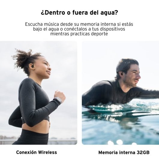 Head Auriculares Inalámbricos Waterproof de Conducción Ósea con Asistentes de Voz 32GB e IPX8 Negros