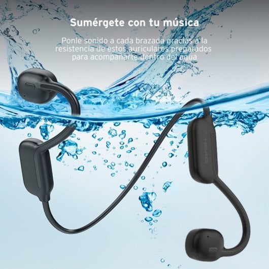 Head Auriculares Inalámbricos Waterproof de Conducción Ósea con Asistentes de Voz 32GB e IPX8 Negros