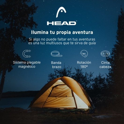 Head Linterna Magnética Multifunción con Autonomía 8h y Potencia Máx 500Lm IPX4 Negra