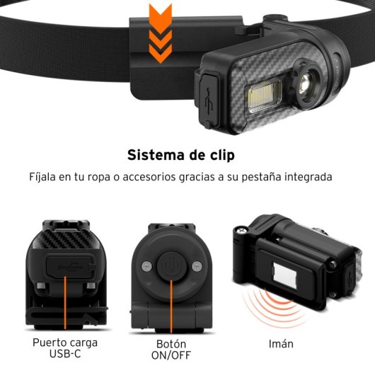 Head Linterna Magnética Multifunción con Autonomía 8h y Potencia Máx 500Lm IPX4 Negra