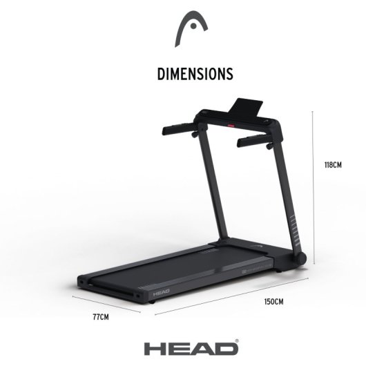 Head Cinta de Correr Plegable con Pantalla LED Velocidad 16km/h Altavoces Compatible Kinomap, Zwift