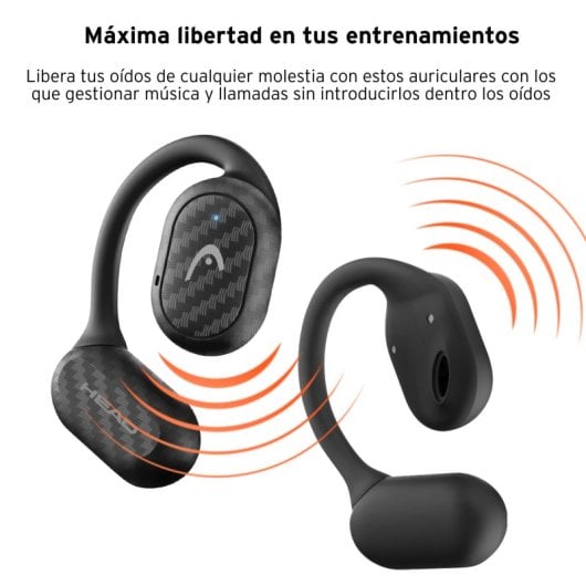 Head Open Ear Auriculares Inalámbricos Deportivos con Autonomía 6+24h, Asistentes de Voz, Ipx4 Negro