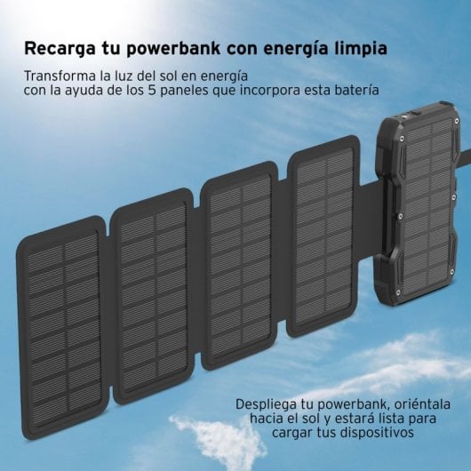 Head Powerbank Solar 10.000 Mah 22.5W con Power Delivery, Carga Simultánea, Carga Inalámbrica Negro