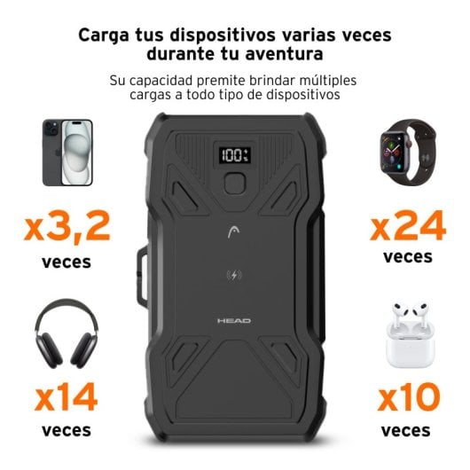 Head Powerbank Solar 10.000 Mah 22.5W con Power Delivery, Carga Simultánea, Carga Inalámbrica Negro