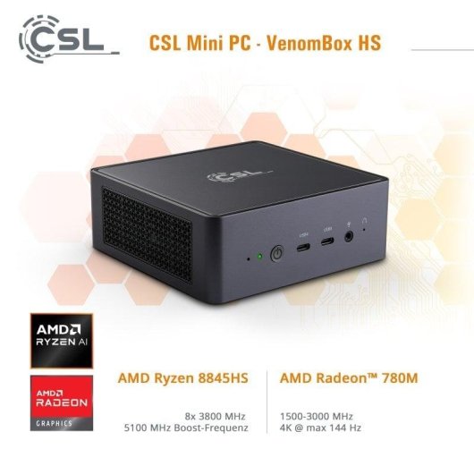 Mini PC CSL Venombox AMD Ryzen 7 8845HS 16GB 500GB SSD Radeon 780M Windows 11