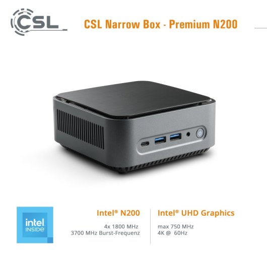 CSL Mini PC Narrow Box Premium Intel N200/16GB/1TB SSD