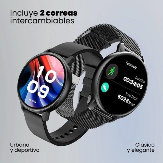 SPC Smartee Duo Classic Bluetooth 44,5mm Noir Taille Unique IP68 SpO2 Cardiofréquencemètre