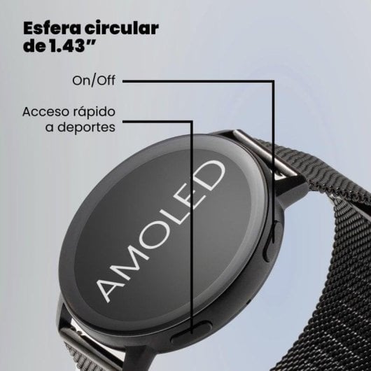 SPC Smartee Duo Classic Bluetooth 44mm AMOLED Preto Tamanho Único IP68 SpO2 Chamada Bluetooth