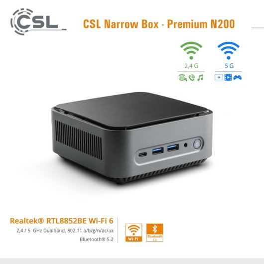 Mini PC CSL Narrow Box Premium Intel N200 8GB 2TB SSD UHD Windows 11
