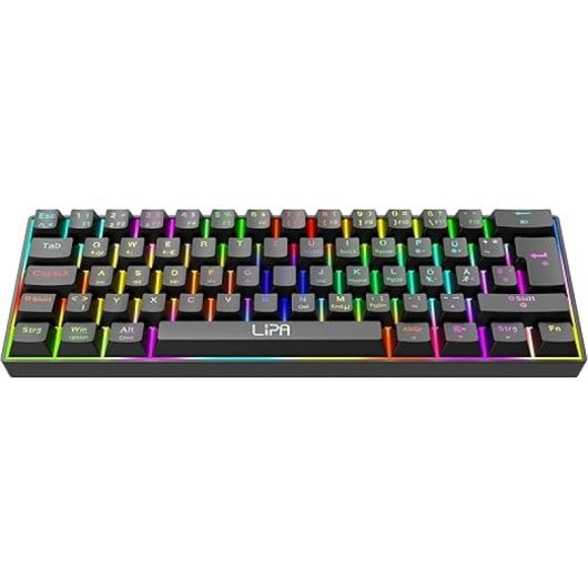 Lipa X23 Teclado Mecánico Gaming RGB de 61 Teclas Switch Marrón Conectividad Dual Negro Qwerty