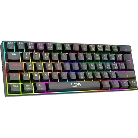 Lipa X23 Teclado Mecánico Gaming RGB de 61 Teclas Switch Marrón Conectividad Dual Negro Qwerty