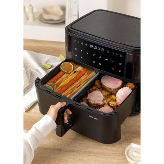 Create Air Fryer Dual Freidora de Aire 10L con Separador 2400W Negro
