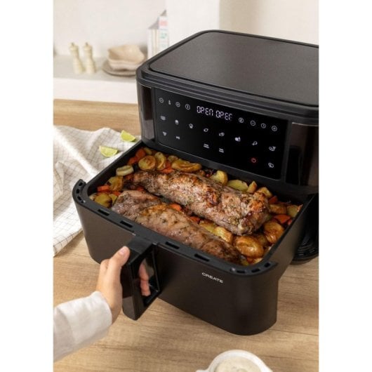 Create Air Fryer Dual Freidora de Aire 10L con Separador 2400W Negro