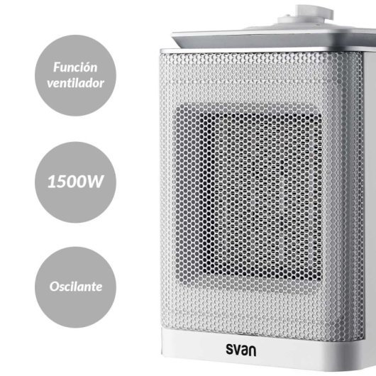 Svan SCEC1500V Calefactor Termoventilador 1500W 3 Niveles Oscilante Blanco
