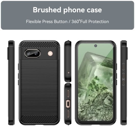Max Power Digital Carbon Fiber Case für Google Pixel 8a, stoßfeste schwarze Silikonhülle