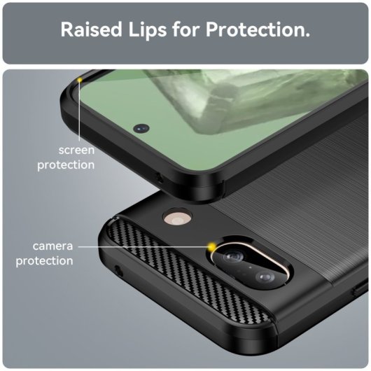 Max Power Digital Carbon Fiber Case für Google Pixel 8a, stoßfeste schwarze Silikonhülle