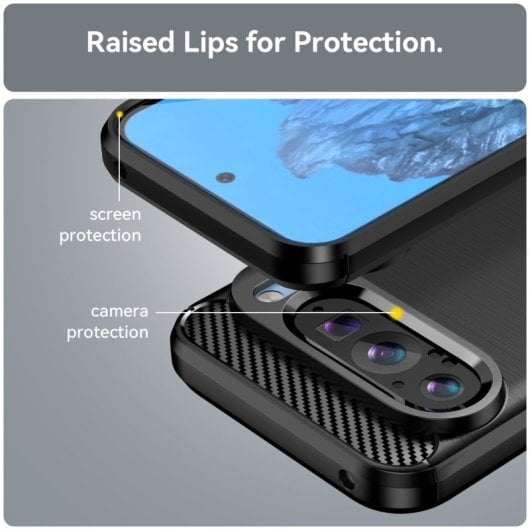 Coque Max Power Digital en fibre de carbone pour Google Pixel 9 Pro, coque antichoc en silicone noir