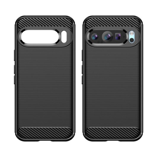 Coque Max Power Digital en fibre de carbone pour Google Pixel 9 Pro, coque antichoc en silicone noir