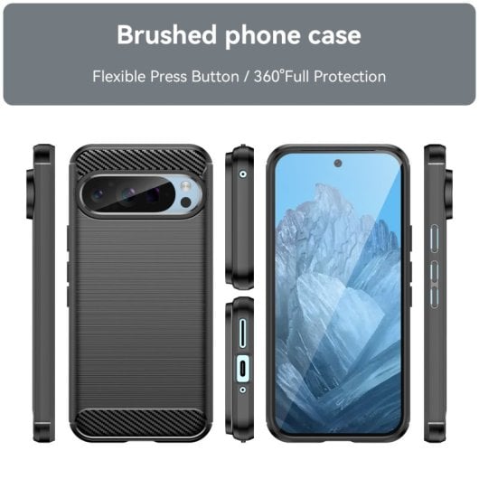 Custodia Max Power Digital Carbon Fiber per Google Pixel 9 Custodia antiurto in silicone nero