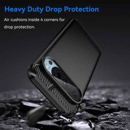 Custodia Max Power Digital Carbon Fiber per Google Pixel 9 Custodia antiurto in silicone nero