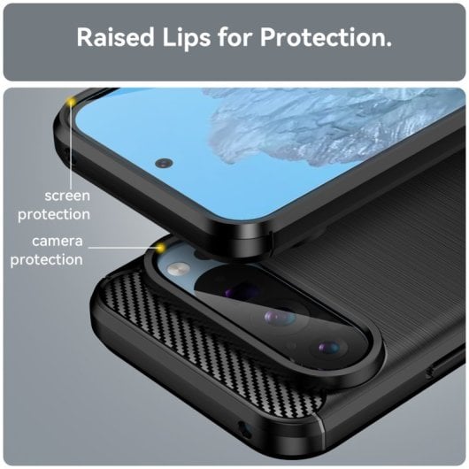 Custodia Max Power Digital Carbon Fiber per Google Pixel 9 Custodia antiurto in silicone nero