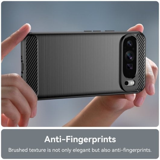 Max Power Digital Funda Fibra De Carbono Para Google Pixel 9 Pro XL Carcasa Antigolpes Silicona Negra