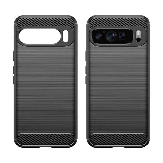 Max Power Digital Funda Fibra De Carbono Para Google Pixel 9 Pro XL Carcasa Antigolpes Silicona Negra