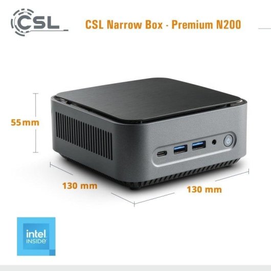 Mini PC CSL Narrow Box Premium Intel N200/16GB/500GB SSD/UHD/Windows 11 Pro