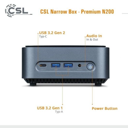 Mini PC CSL Narrow Box Premium Intel N200/16GB/500GB SSD/UHD/Windows 11 Pro
