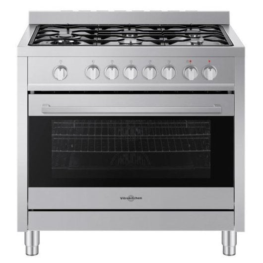 Vitrokitchen ST9060IB Cocina a Gas Butano 5 Fuegos con Horno Eléctrico 90cm