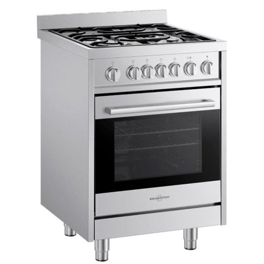 Vitrokitchen ST6060IN Cocina a Gas Natural 4 Fuegos con Horno Eléctrico 60cm
