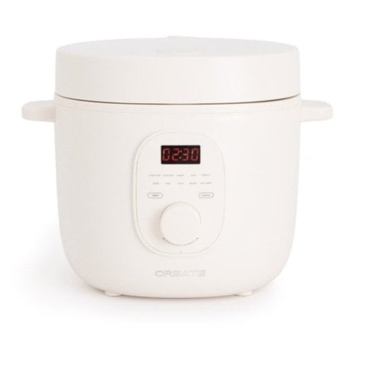 Create Rice Cooker Studio Arrocera Eléctrica de 2L con Cesta Vaporera Blanco Roto