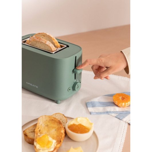 Create Toast Studio Tostadora de 2 Ranuras 750W Verde Sage
