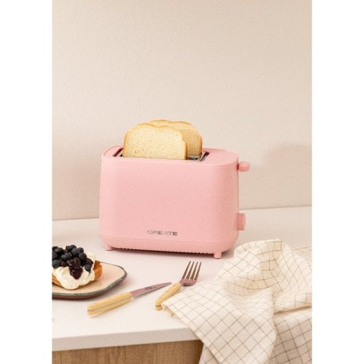 Create Toast Studio Tostadora de 2 Ranuras 750W Rosa Pastel