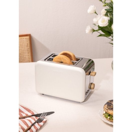 Create Toast Retro Tostadora Diseño Retro 2 Ranuras 850W Blanco Roto