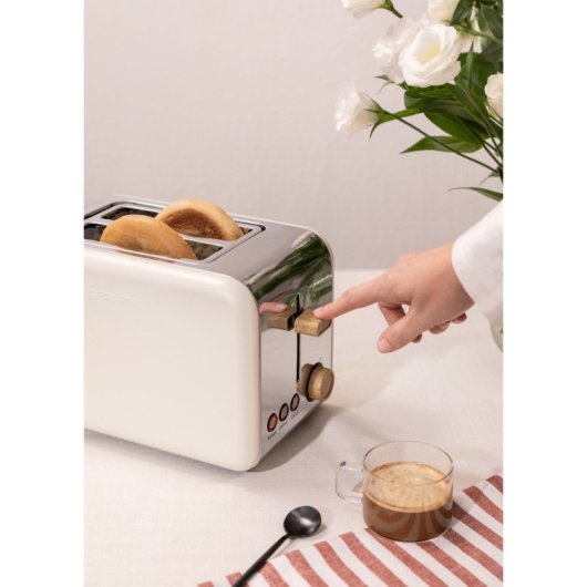 Create Toast Retro Tostadora Diseño Retro 2 Ranuras 850W Blanco Roto