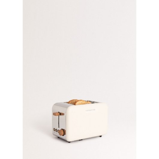 Create Toast Retro Tostadora Diseño Retro 2 Ranuras 850W Blanco Roto