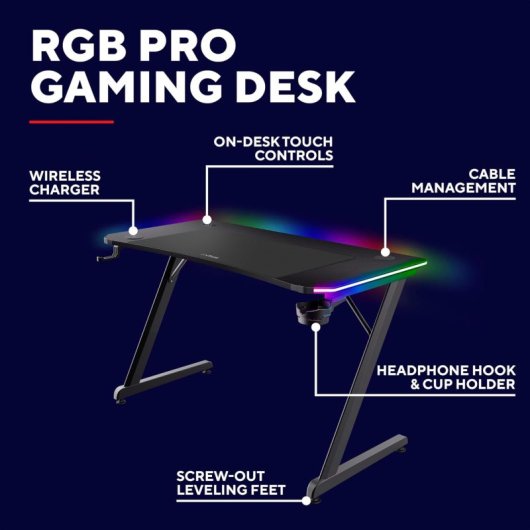 Tavolo Da Toeletta Lvifur Con Specchio RGB – 5 Cassetti, Ricarica Wireless E Porta USB, Con Sgabello Imbottito