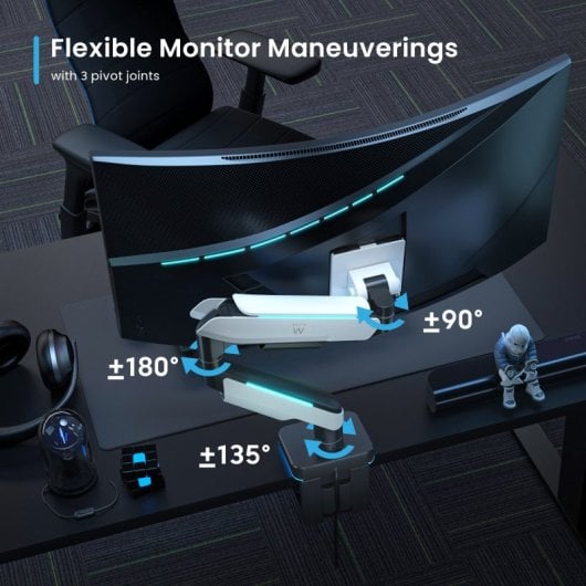 Ewent EW1509 Monitorständer bis 49" mit RGB-Beleuchtung VESA 100x100 Max. 20Kg Schwarz/Hellgrau