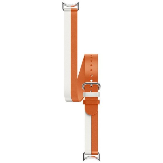 Bracelet en cuir bicolore blanc/orange Xiaomi pour Xiaomi Smart Band 9