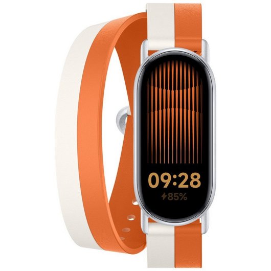 Bracelet en cuir bicolore blanc/orange Xiaomi pour Xiaomi Smart Band 9