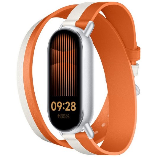 Bracelet en cuir bicolore blanc/orange Xiaomi pour Xiaomi Smart Band 9