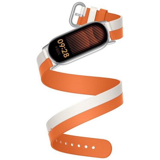 Bracelet en cuir bicolore blanc/orange Xiaomi pour Xiaomi Smart Band 9