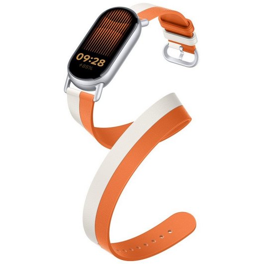 Bracelet en cuir bicolore blanc/orange Xiaomi pour Xiaomi Smart Band 9