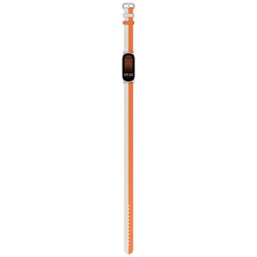 Bracelet en cuir bicolore blanc/orange Xiaomi pour Xiaomi Smart Band 9