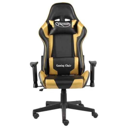 VidaXL Kenssi Cadeira Gaming Reclinável Dourada