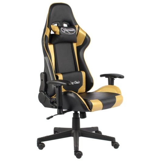 VidaXL Kenssi Cadeira Gaming Reclinável Dourada