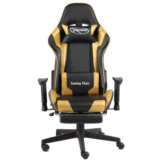 VidaXL Elite Silla Gaming con Reposapiés Dorado